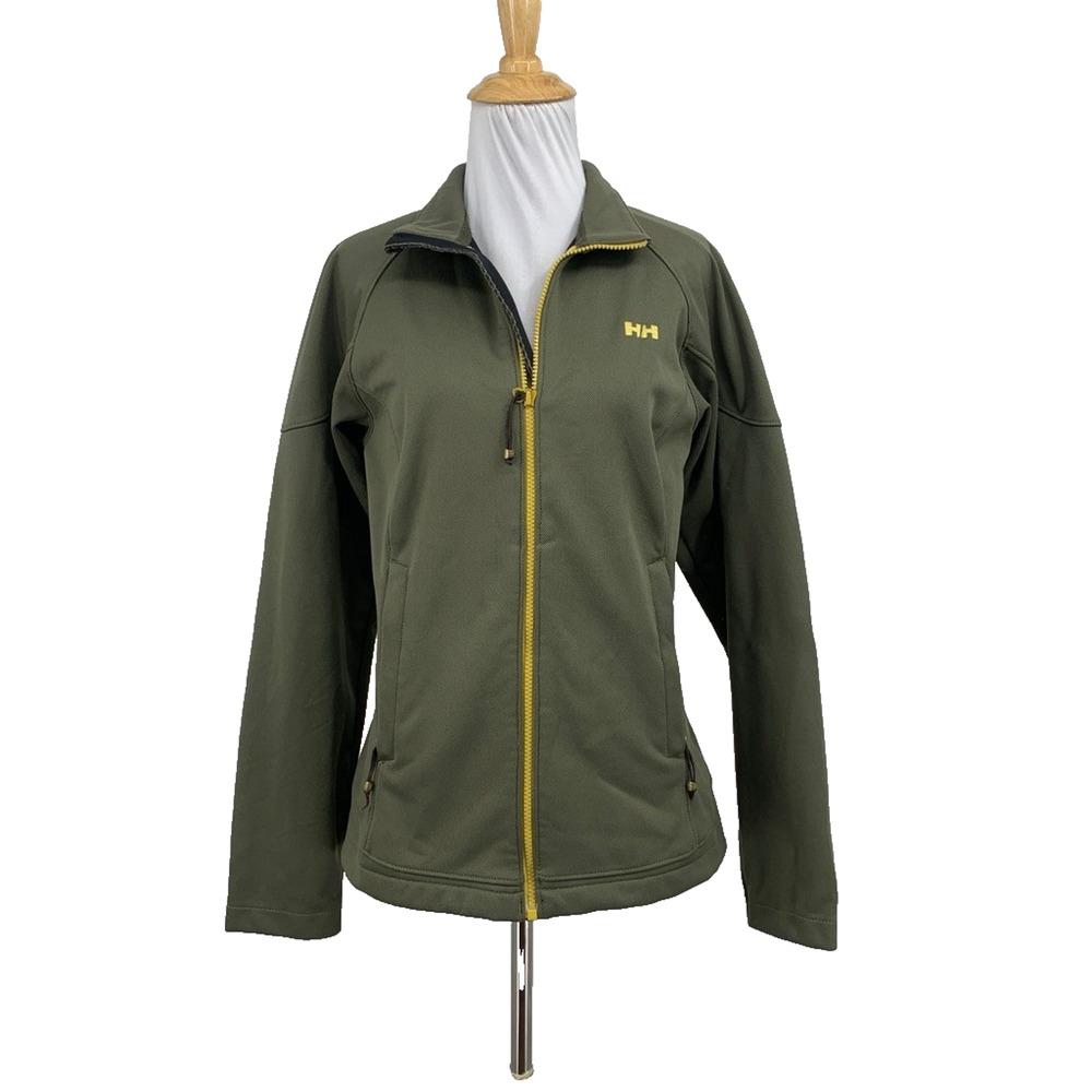 Helly Hansen Jacket Womens M Medium Avocado Zip Up Long Sleeve Softshell Outdoor